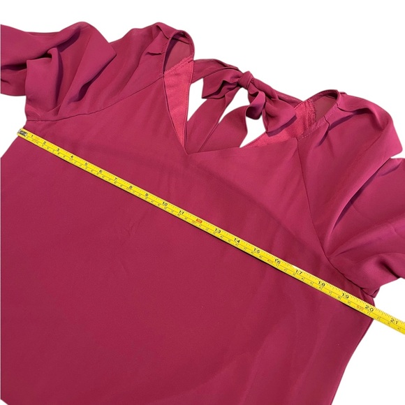 Nine West Long Sleeve Satin Ribbon Tie-Back Top Maroon Women’s Size Medium - Picture 11 of 12